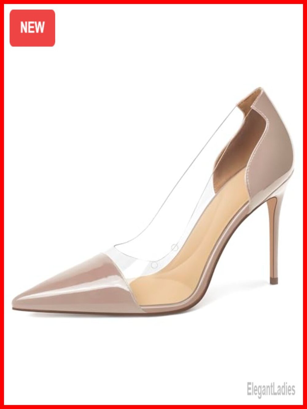 Clear Pointed Toe Stiletto Pumps Slip On 4 Inch Heels Bridal Party Dress Shoes